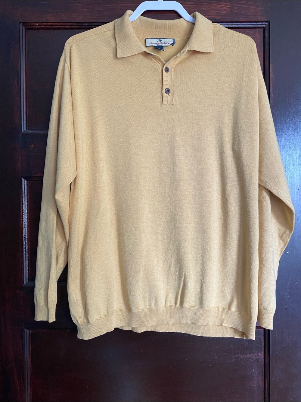Tommy Bahama Silk Blend Long Sleeve Polo Sweater - Golden Yellow